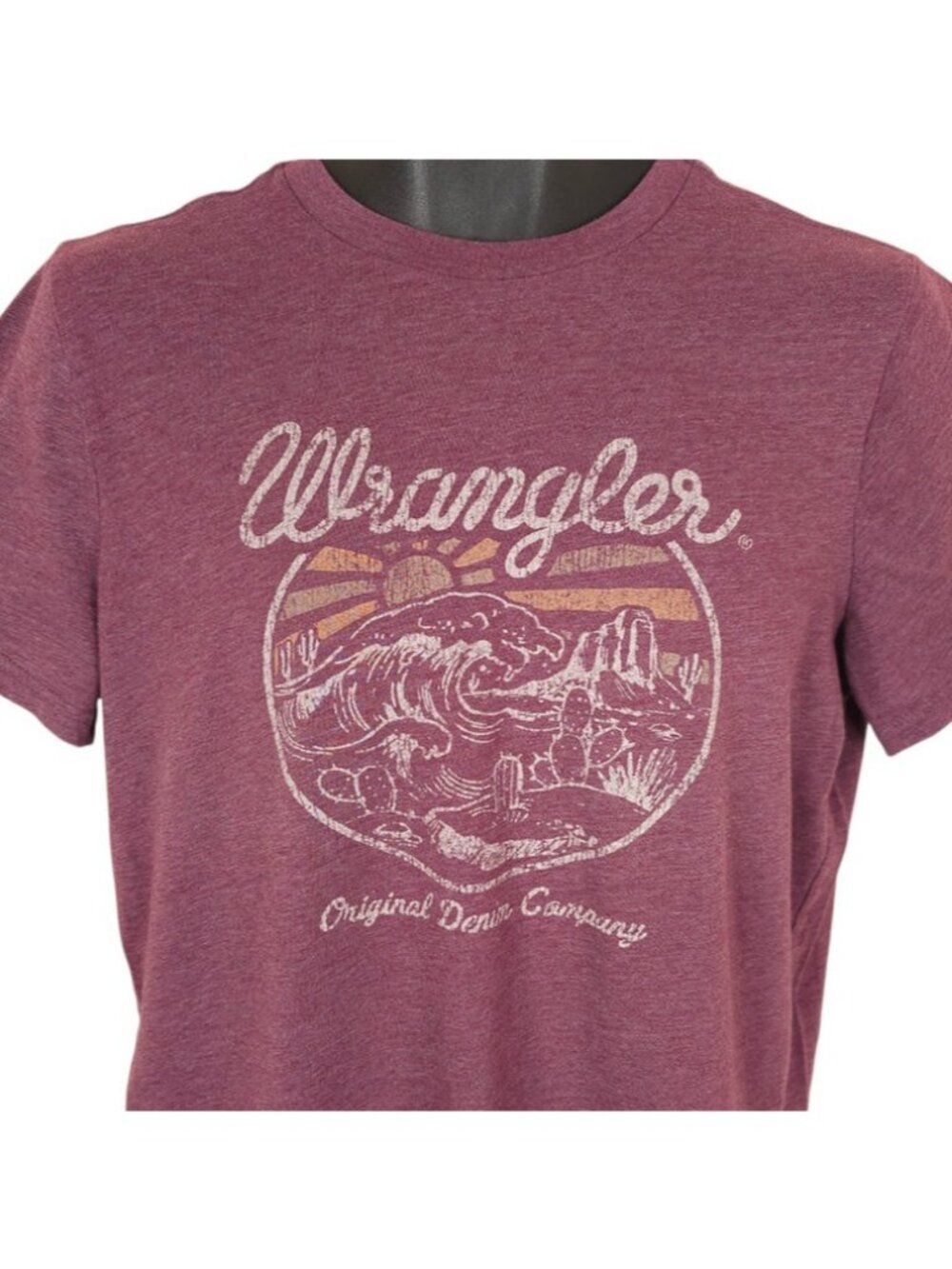 Wrangler T Shirt Womens Size Large Red Western Desert Cactus Sunset